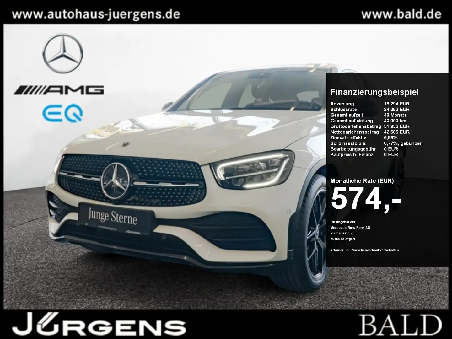 Mercedes-Benz GLC 400 d 4M Coupé AMG-Sport/Wide/Burm/Sitzklima Blanc - 1