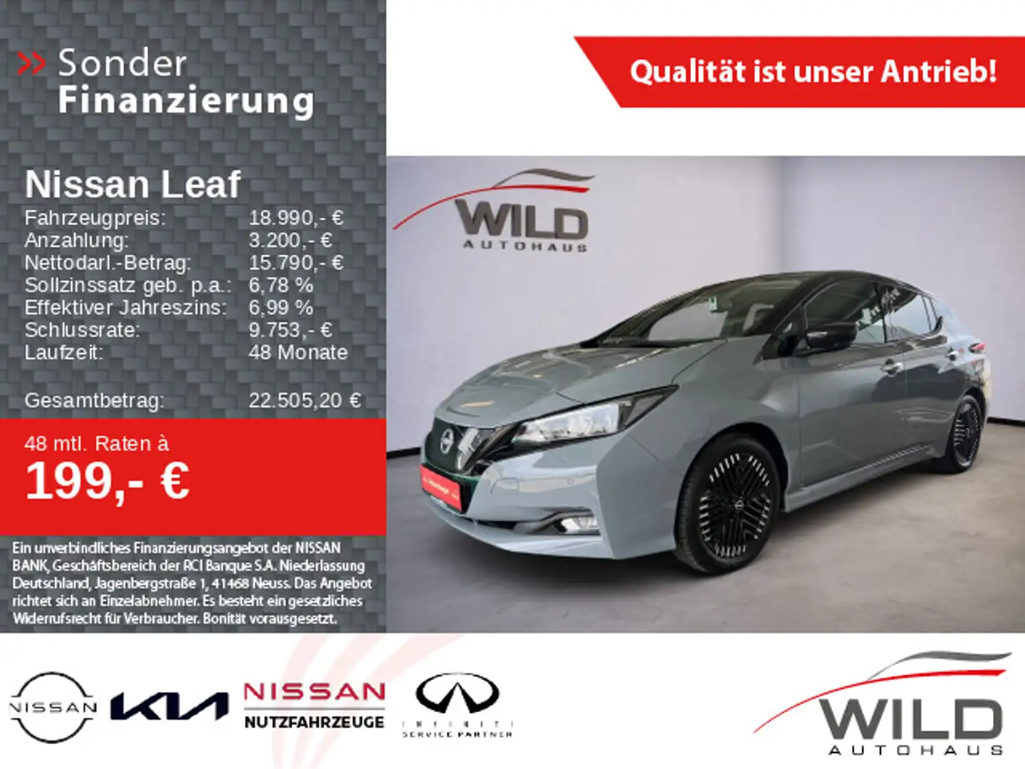 Nissan Leaf 40 kWh N-Connecta WKR Winter-Paket SOH 96% Grau - 1