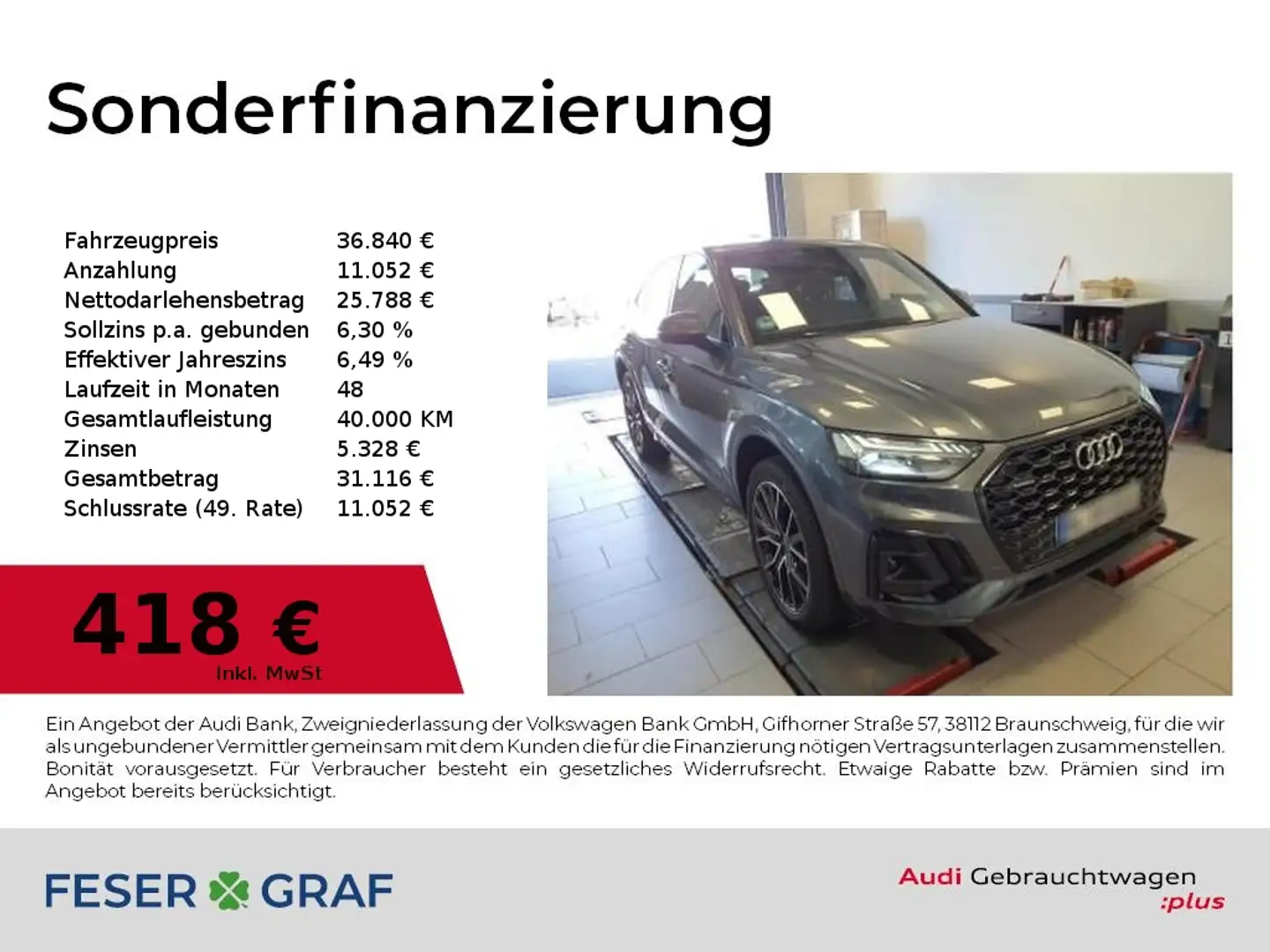 Audi Q5 Sportback 40 TDI qu S Line Matrix,Navi,PDC Grau - 1