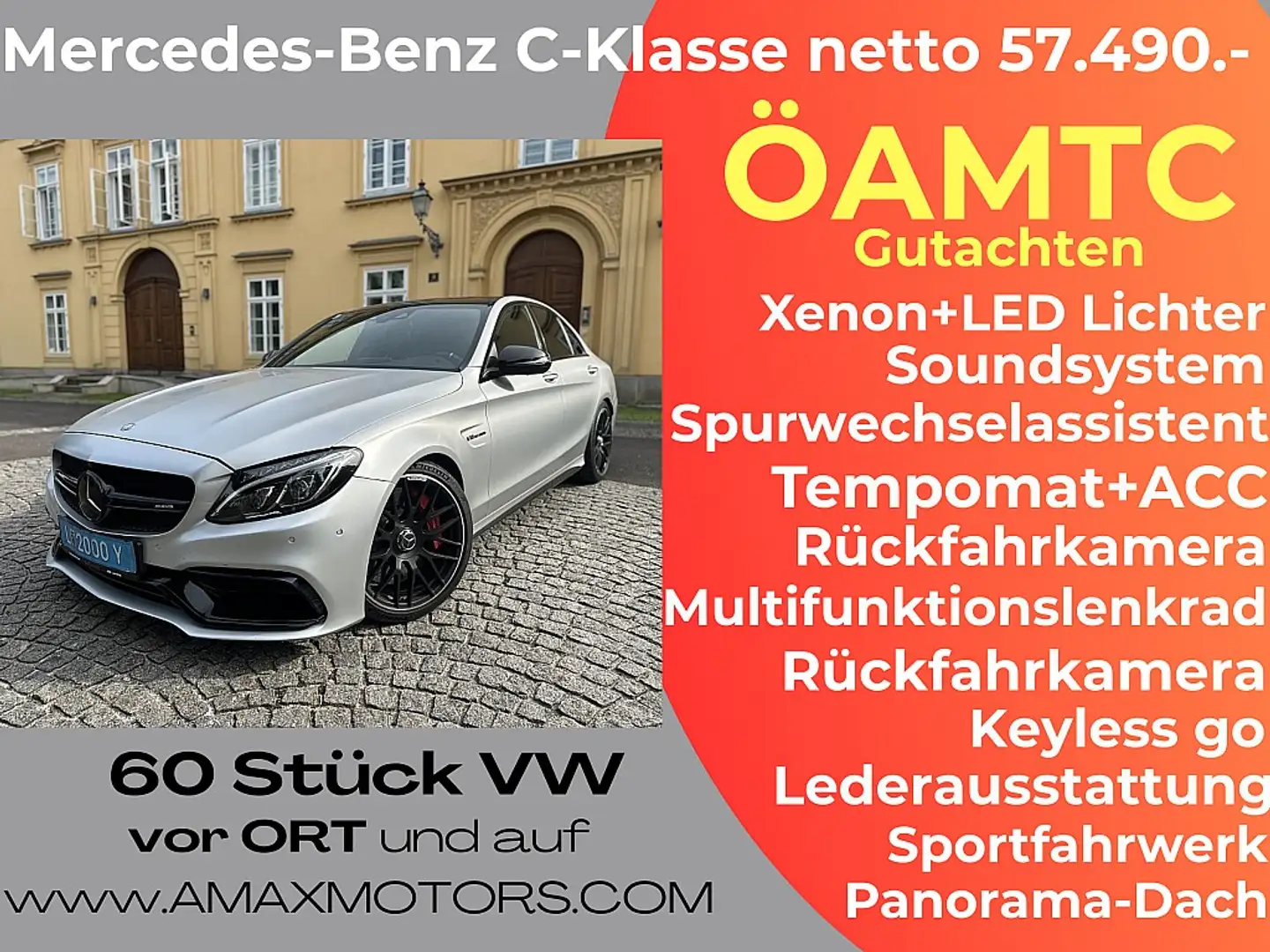 Mercedes-Benz C 63 AMG S *ABSOLUTE TOP SONDERAUSTATTUNG!! LÜCKENLOSE S... Argent - 1