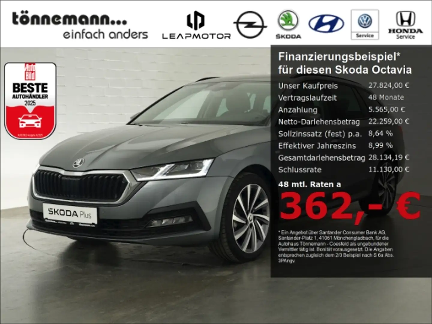 Skoda Octavia COMBI TOUR TDI DSG+AHK+LED+NAVI+STANDHEIZUNG+SITZH Grau - 1