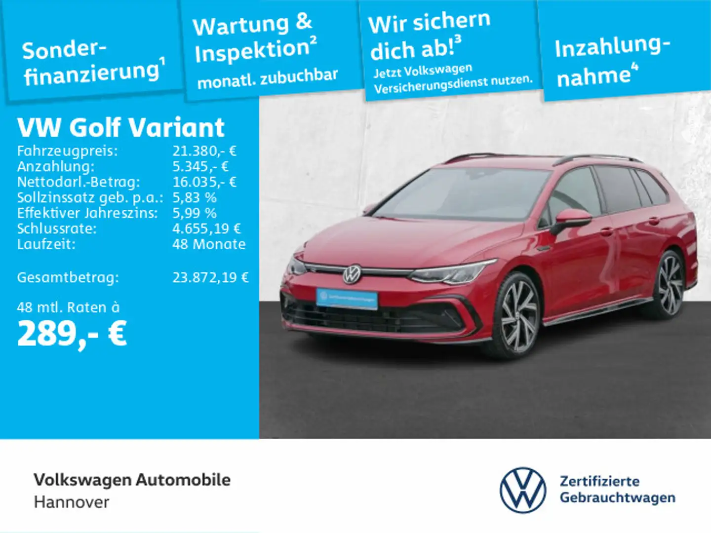 Volkswagen Golf Variant Golf VIII Variant 2.0 TDI DSG Navi LED AHK DigCo Rot - 1