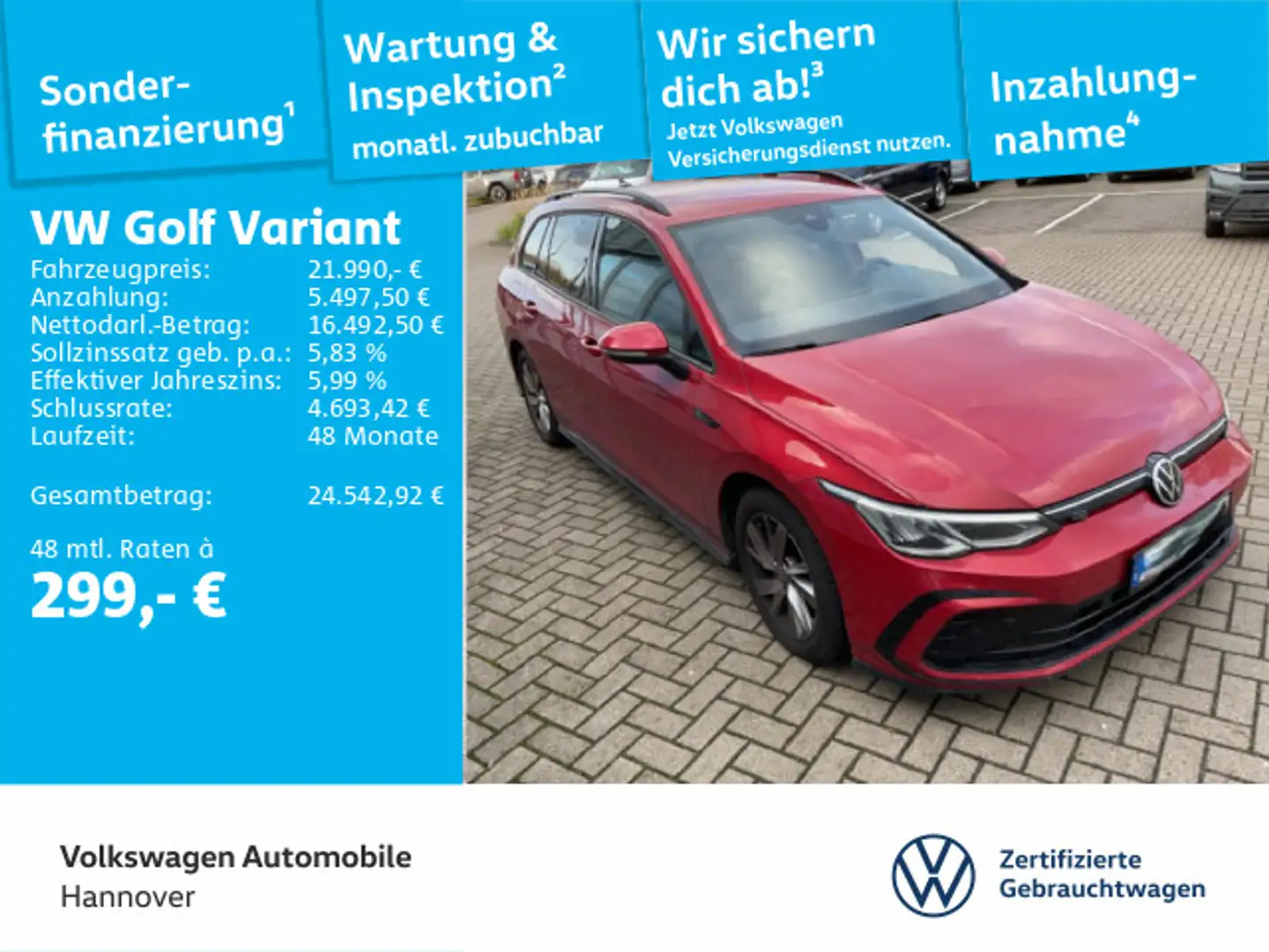 Volkswagen Golf Variant Golf VIII Variant 2.0 TDI DSG Navi LED AHK DigCo Rot - 1