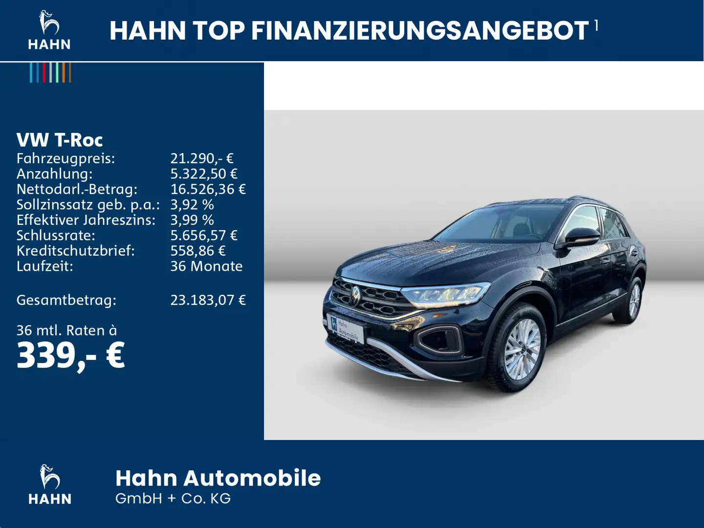 Volkswagen T-Roc 1.0TSI Life LED AHK APP Parklenk Sitzh DAB Schwarz - 2