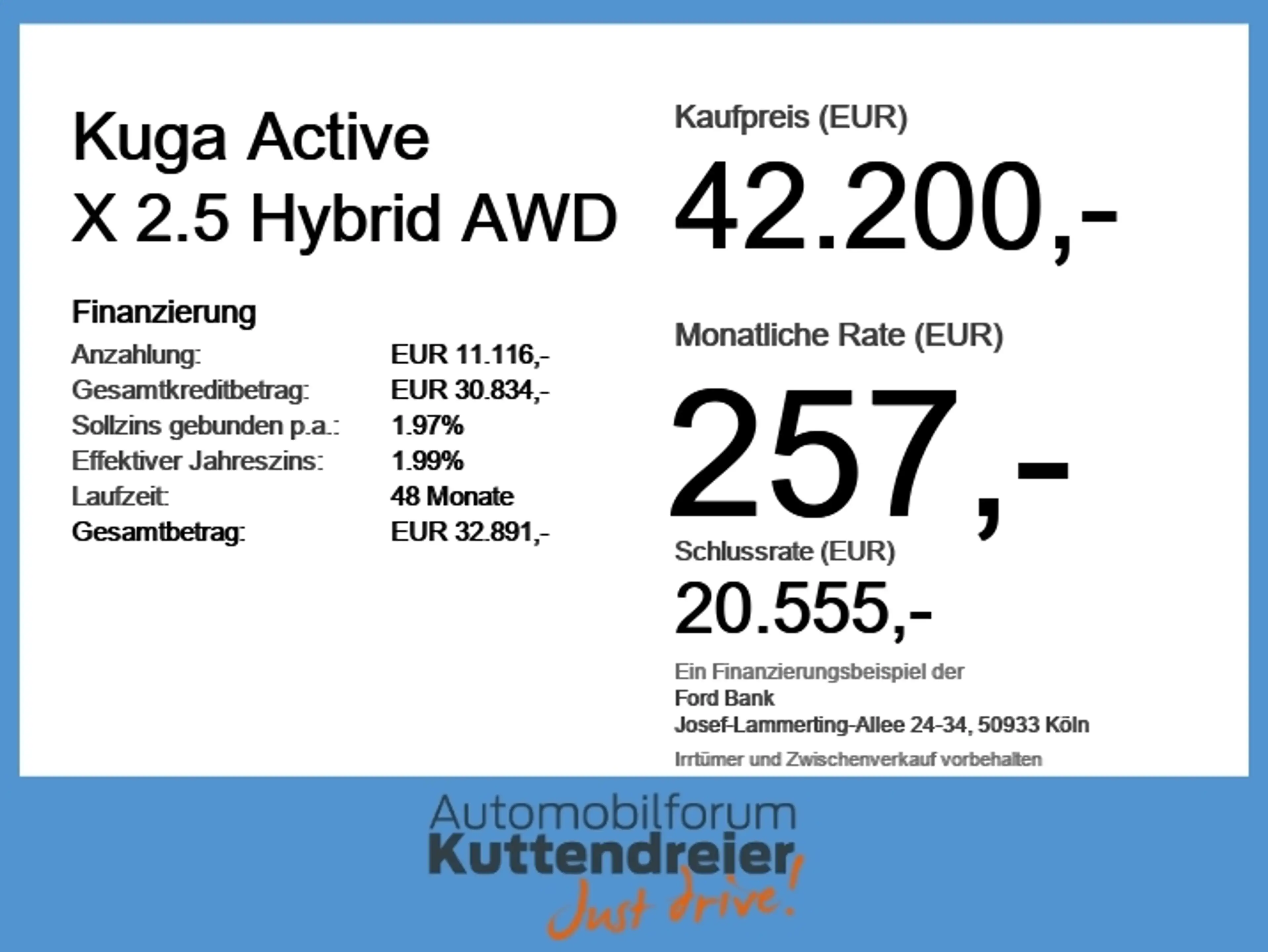 Ford Kuga Active X 2.5 Hybrid AWD PANO*IACC*AHK*360* — photo 6