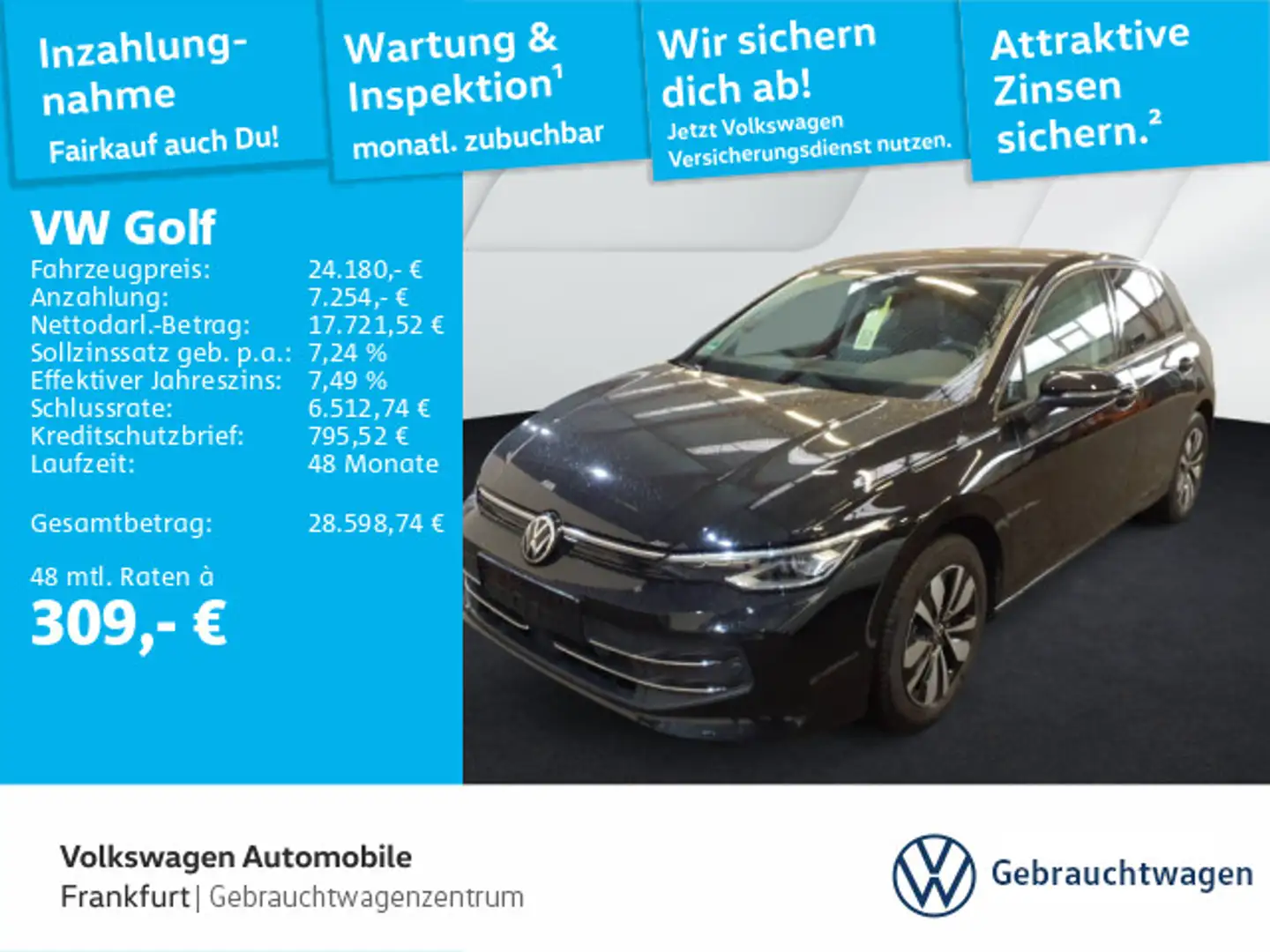 Volkswagen Golf VIII 1.5 TSI Goal Navi AHK Sprachassistent Schwarz - 1
