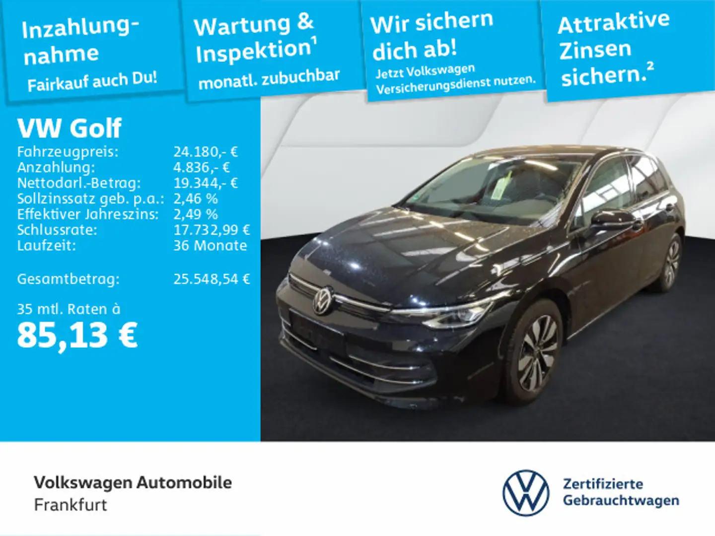 Volkswagen Golf VIII 1.5 TSI Goal Navi AHK Sprachassistent Noir - 1