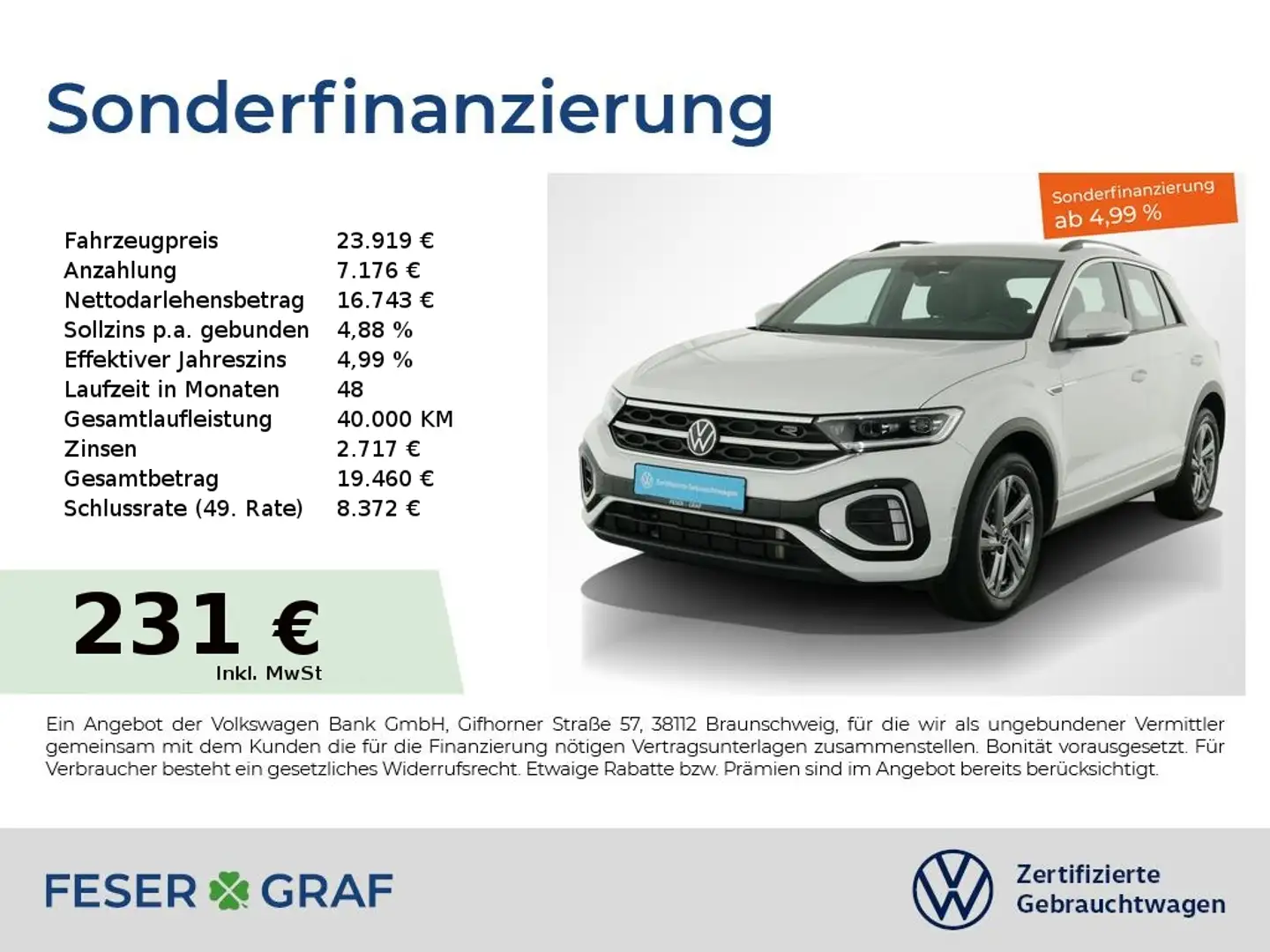 Volkswagen T-Roc 1.5 TSi R-Line AHK LED ACC Navigationssystem Weiß - 1