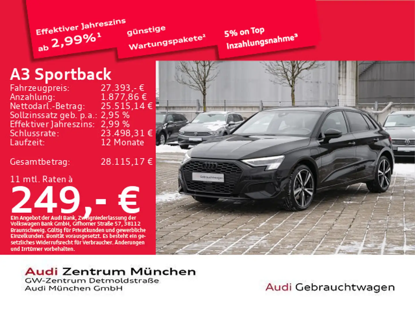 Audi A3 40 TFSI e S tronic advanced B&O/Nav Schwarz - 1