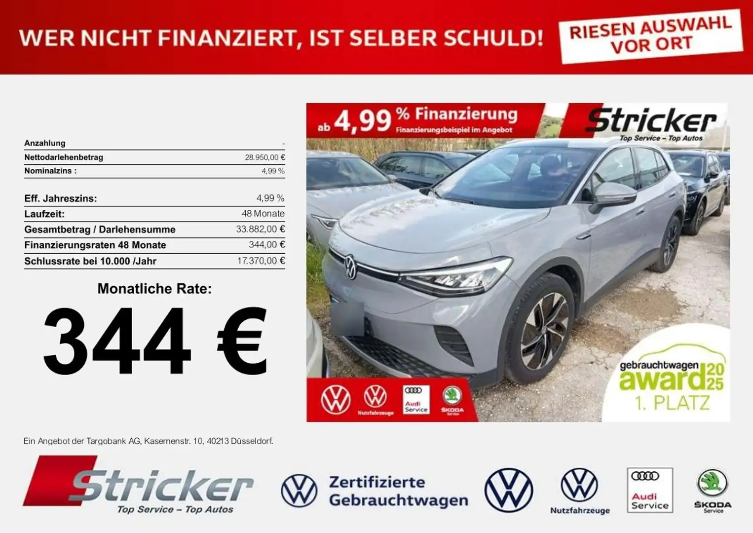 Volkswagen ID.4 Pro Performance 150/77 344,-ohne Anzahlung Navi A Grau - 1