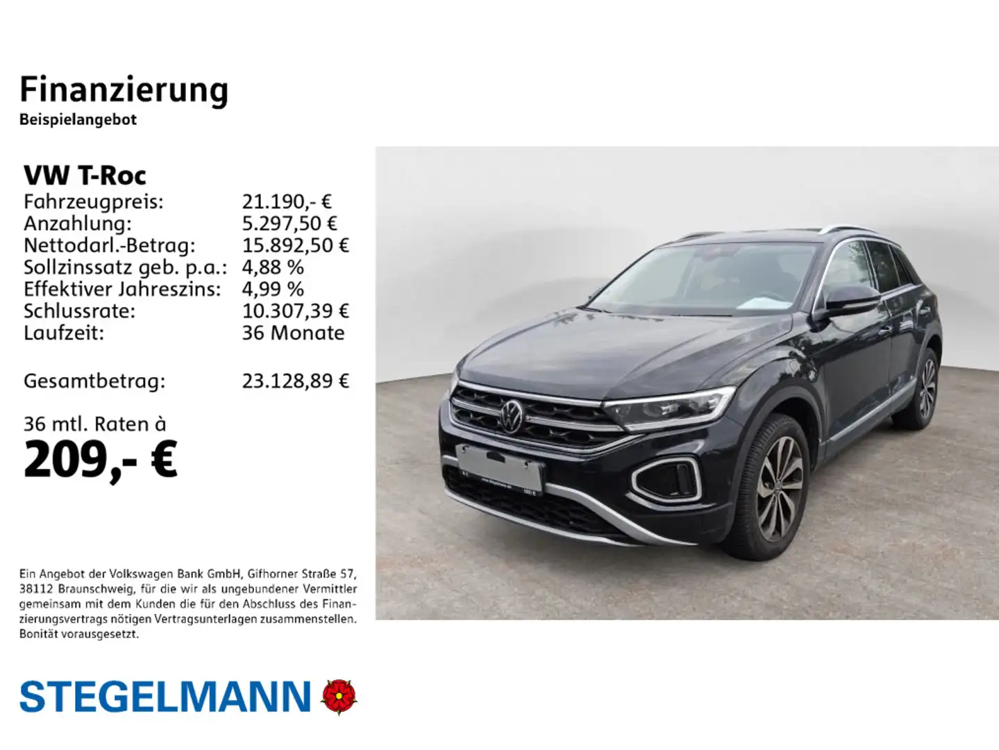 Volkswagen T-Roc 1.0 TSI Style *AHK*Matrix-LED*Navi* Noir - 2