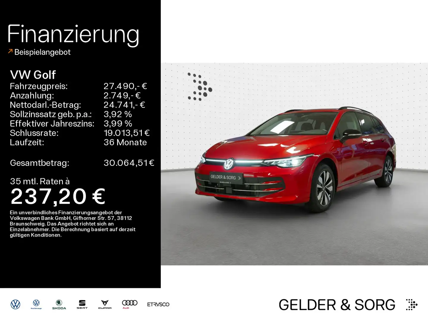 Volkswagen Golf Goal 2.0 TDI RFK*Connect*AHK*Virt.*LEDPlus* Rot - 1