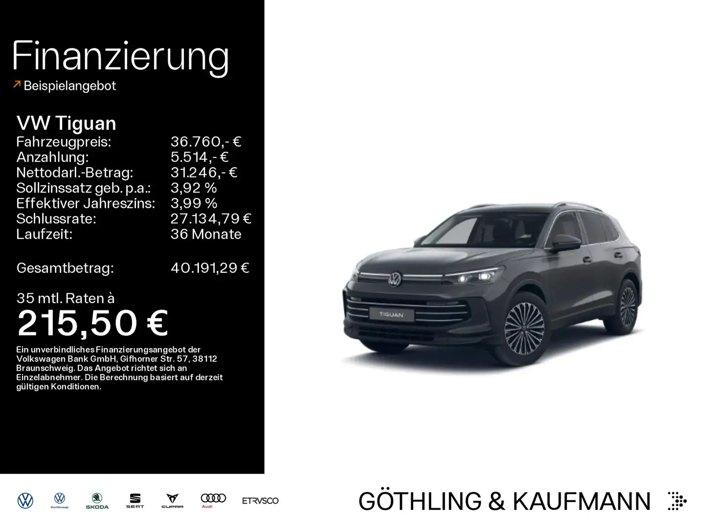 Volkswagen Tiguan 1.5 eTSI DSG ELEGANCE*IQ.LIGHT*AHK*KAMERA Grau - 1