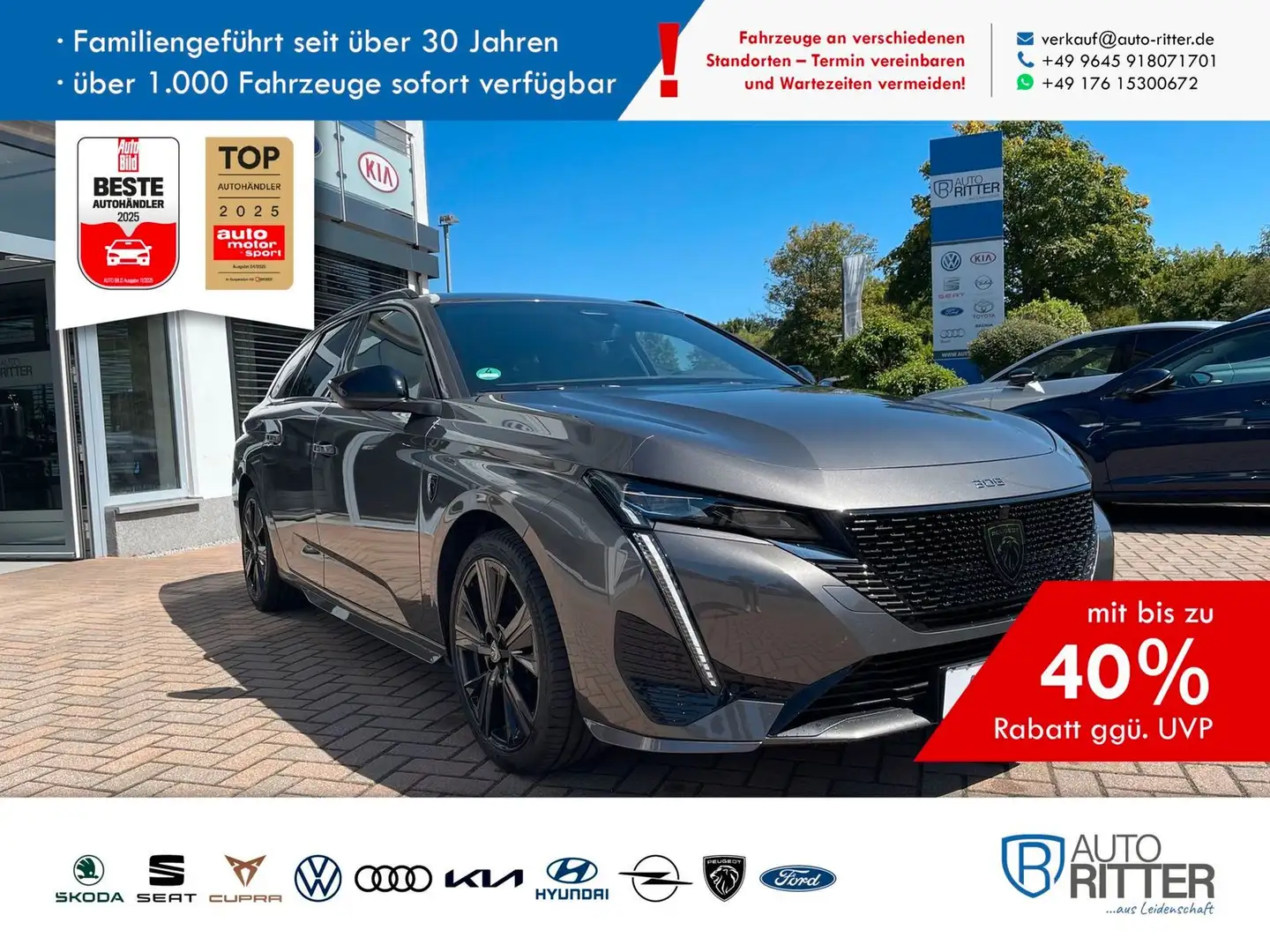 Peugeot 308 SW GT AHK+Kamera180°+Matrix-LED Gris - 1