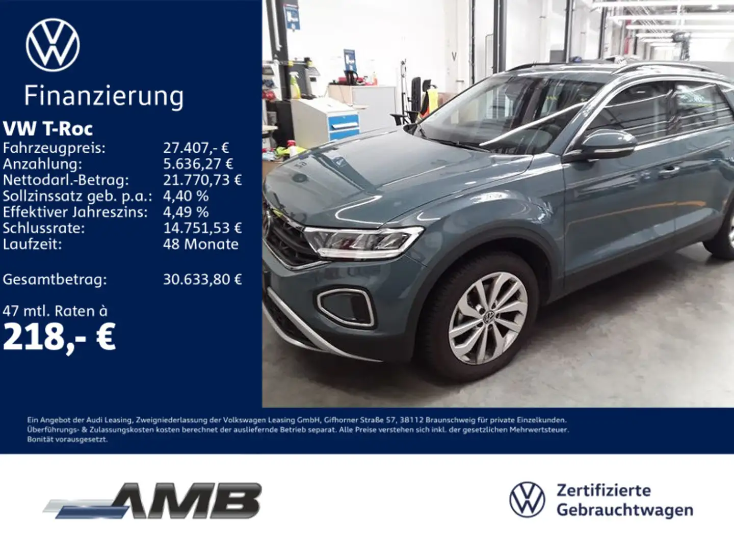 Volkswagen T-Roc Life 1.5 TSI AHK/ACC/Navi/Standhzg/8.29Gar Blau - 1