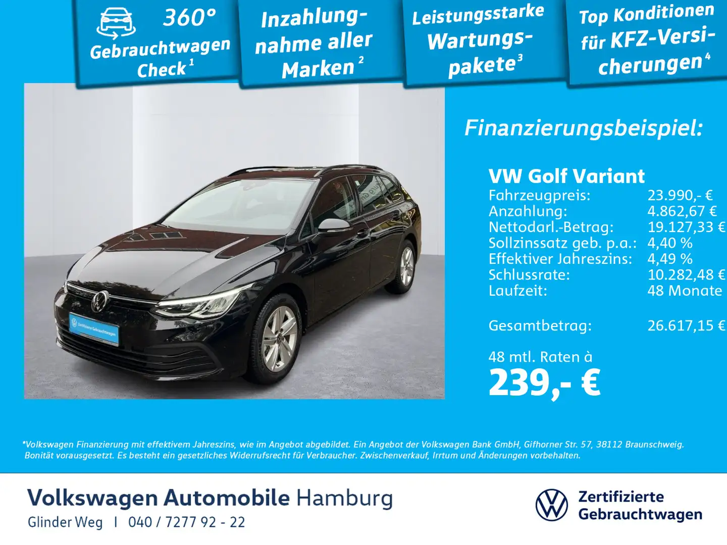 Volkswagen Golf Variant Golf VIII Variant 1.0 eTSI DSG Life ACC/NAVI/LED Schwarz - 1