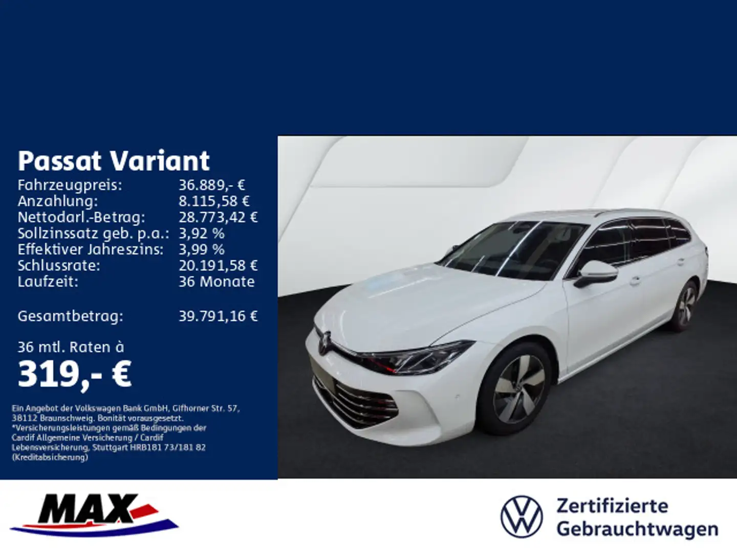 Volkswagen Passat Variant 2.0 TDI DSG ELEGANCE AHK+IQ.LIGHT Weiß - 1