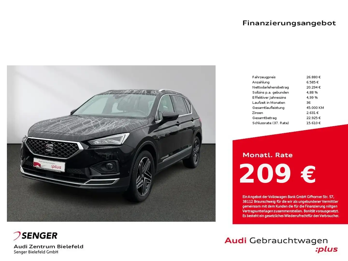 SEAT Tarraco 2.0 TSI DSG CarPlay LED 7Sitze Kamera Noir - 1