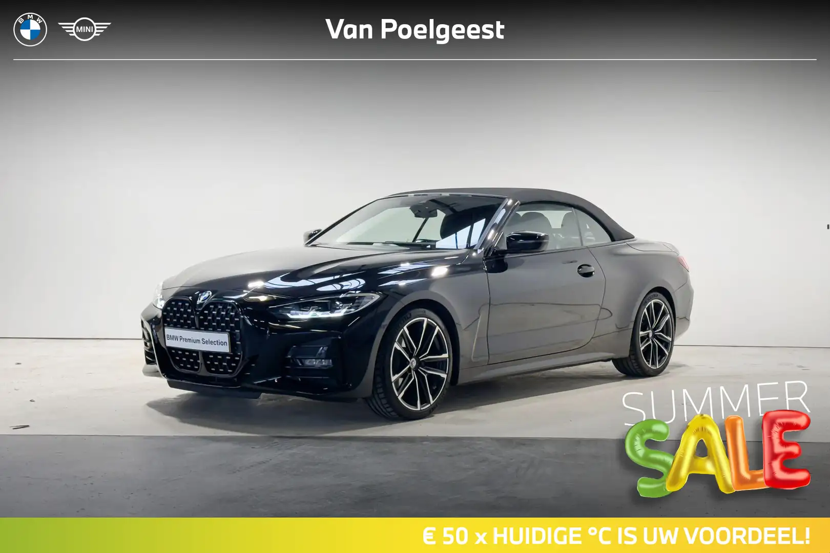 BMW 420 4 Serie Cabrio 420i High Executive M Sportpakket A Zwart - 1