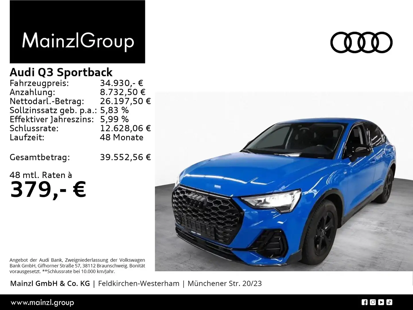 Audi Q3 35 TFSI S tronic S line AHK Carplay Blau - 1