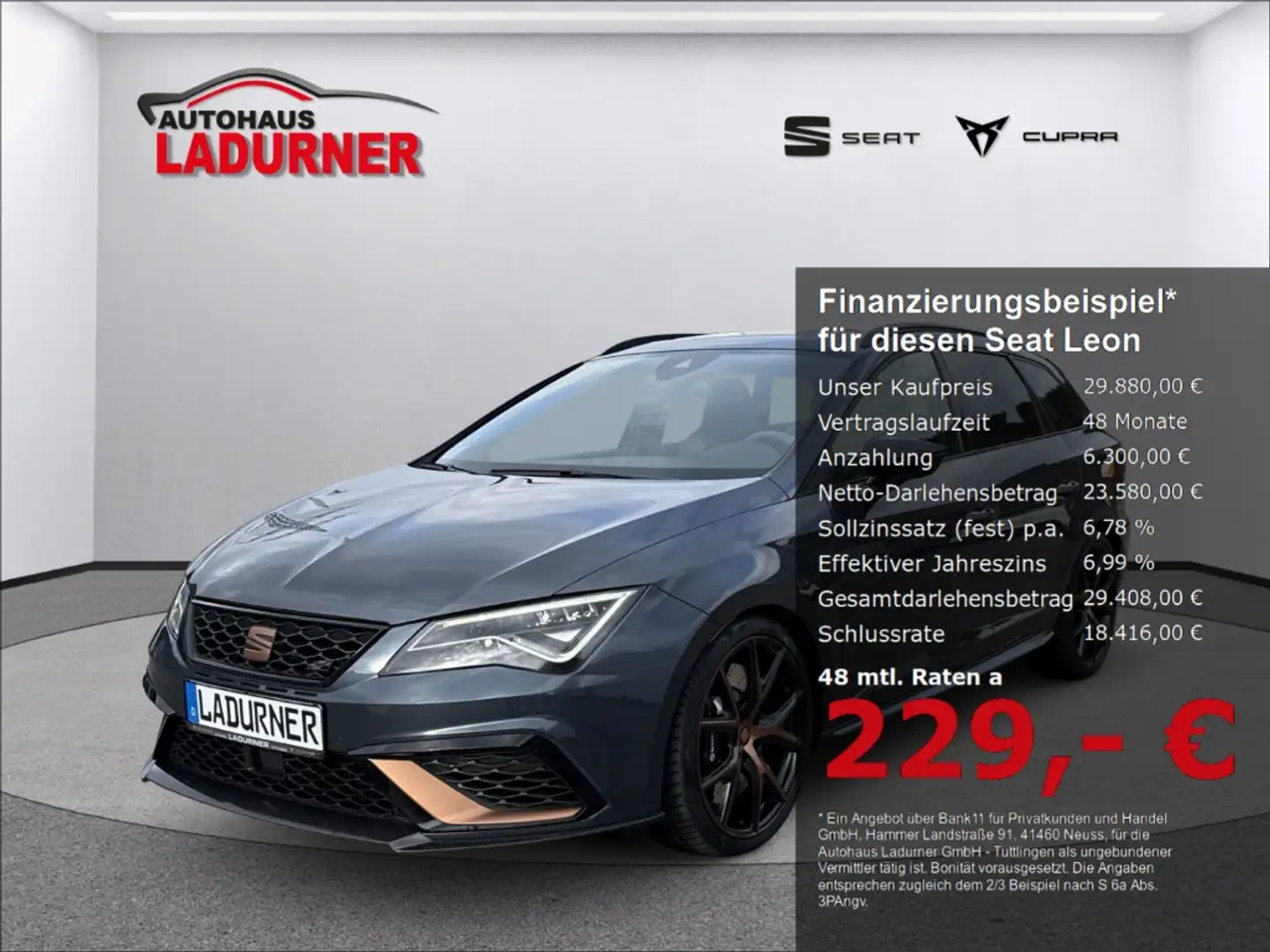 SEAT Leon ST Cupra R 300 Panorama Navi Leder Digitales Cockp Grau - 1