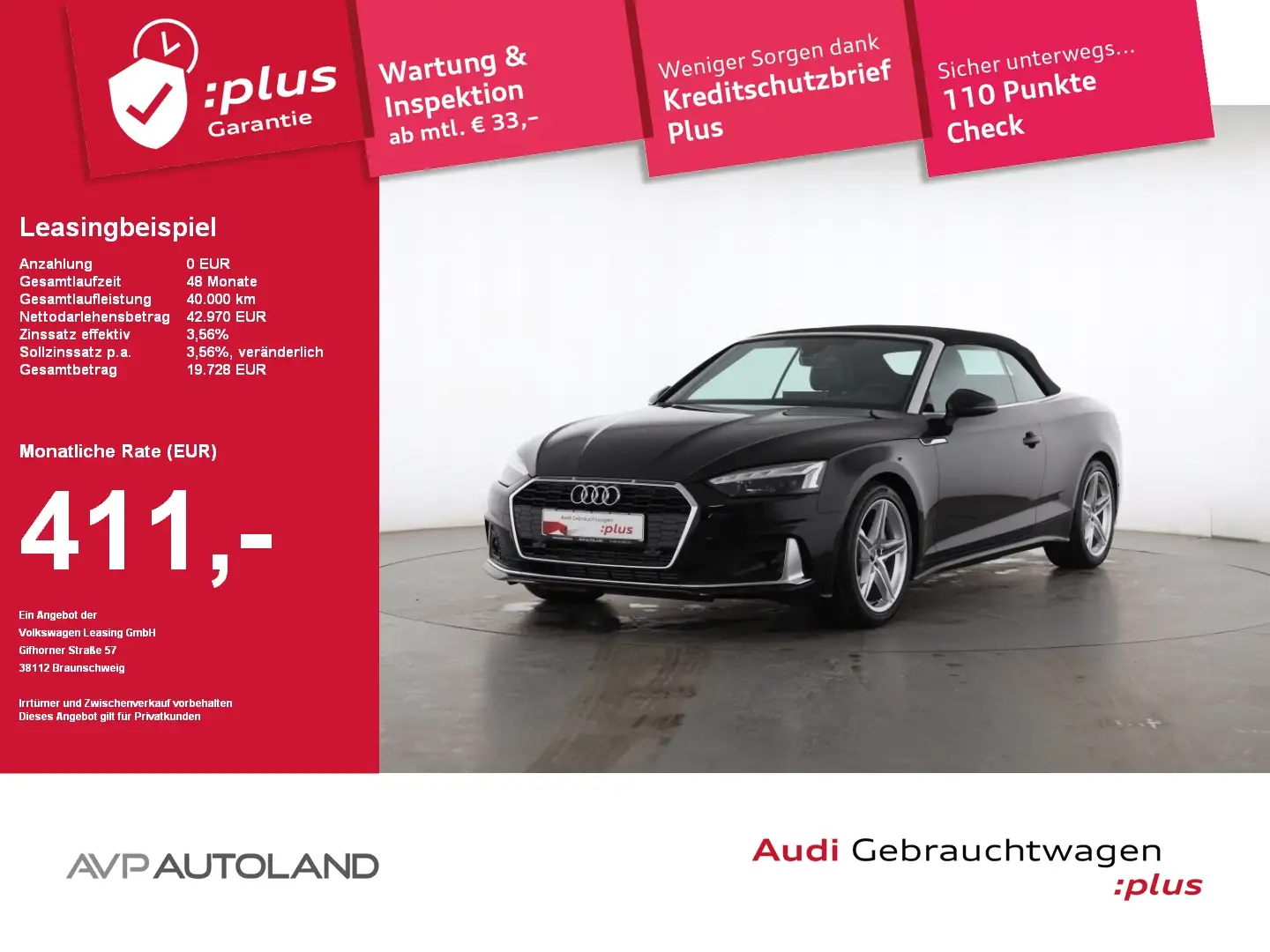 Audi A5 Cabriolet 40 TFSI S tronic advanced MATRIX Schwarz - 1