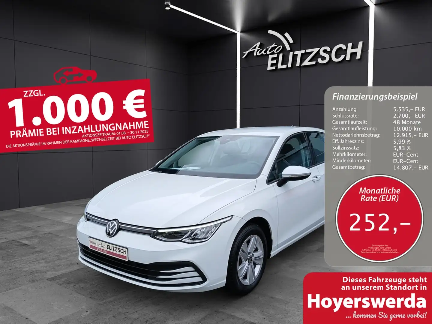Volkswagen Golf VIII TSI Life LED Navi AID PDC Weiß - 1