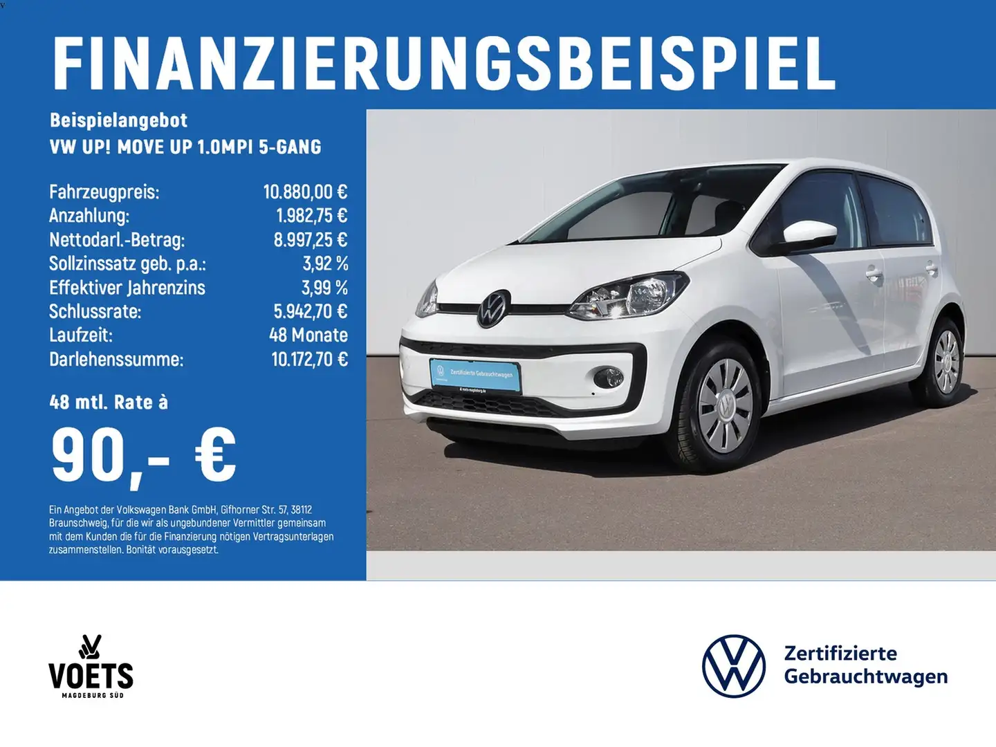 Volkswagen up! MOVE UP 1.0MPI 5-GANG CLIMATRONIC+GRA+PDC Bianco - 2
