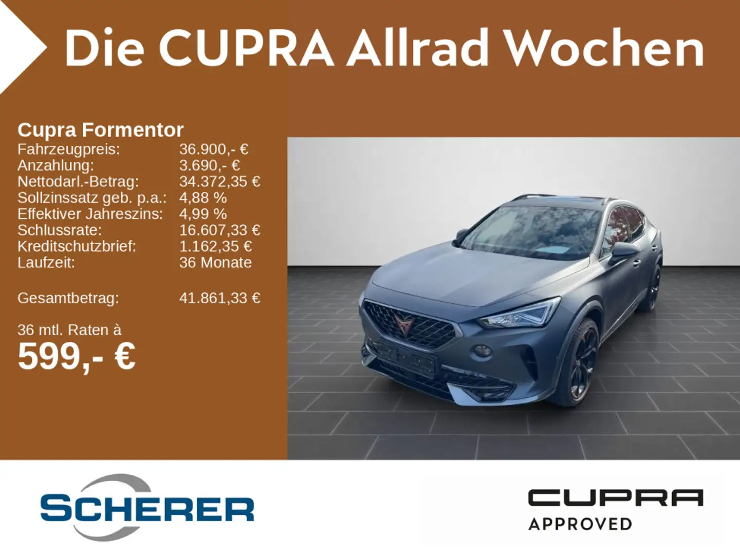 CUPRA Formentor 2,0 TSI VZ DSG LED/NAVI/Panoramadach/S Grau - 1