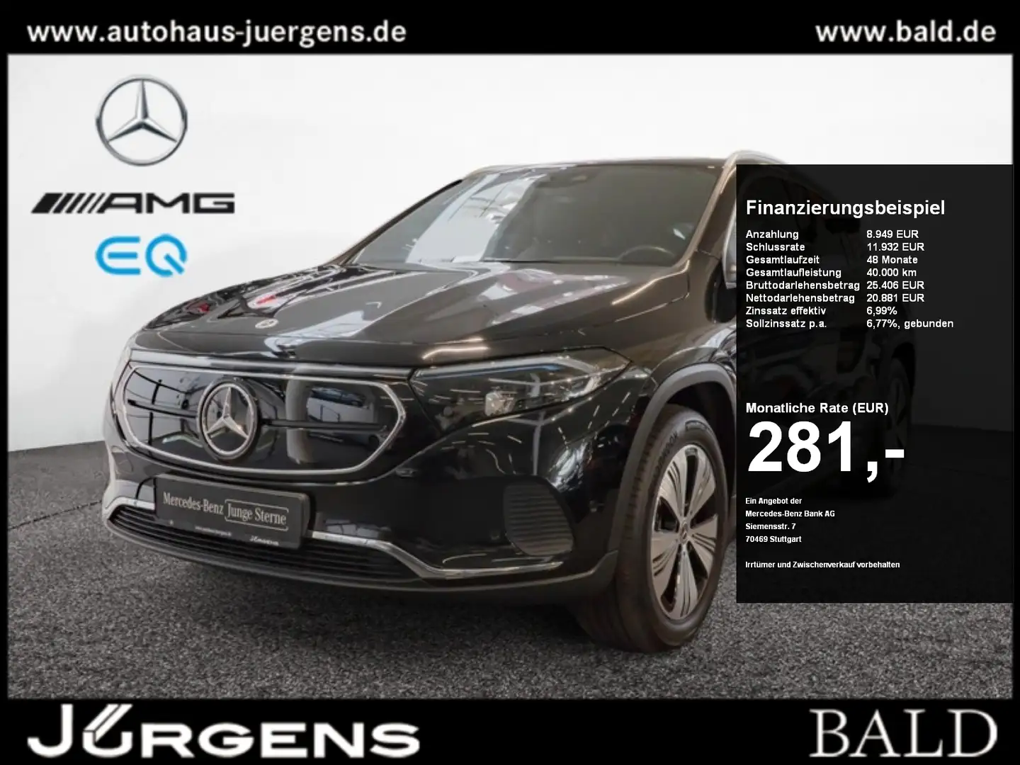 Mercedes-Benz EQA 250 Progressive/LED/Cam/HUD/Totw/EASY-P/18' Чорний - 1