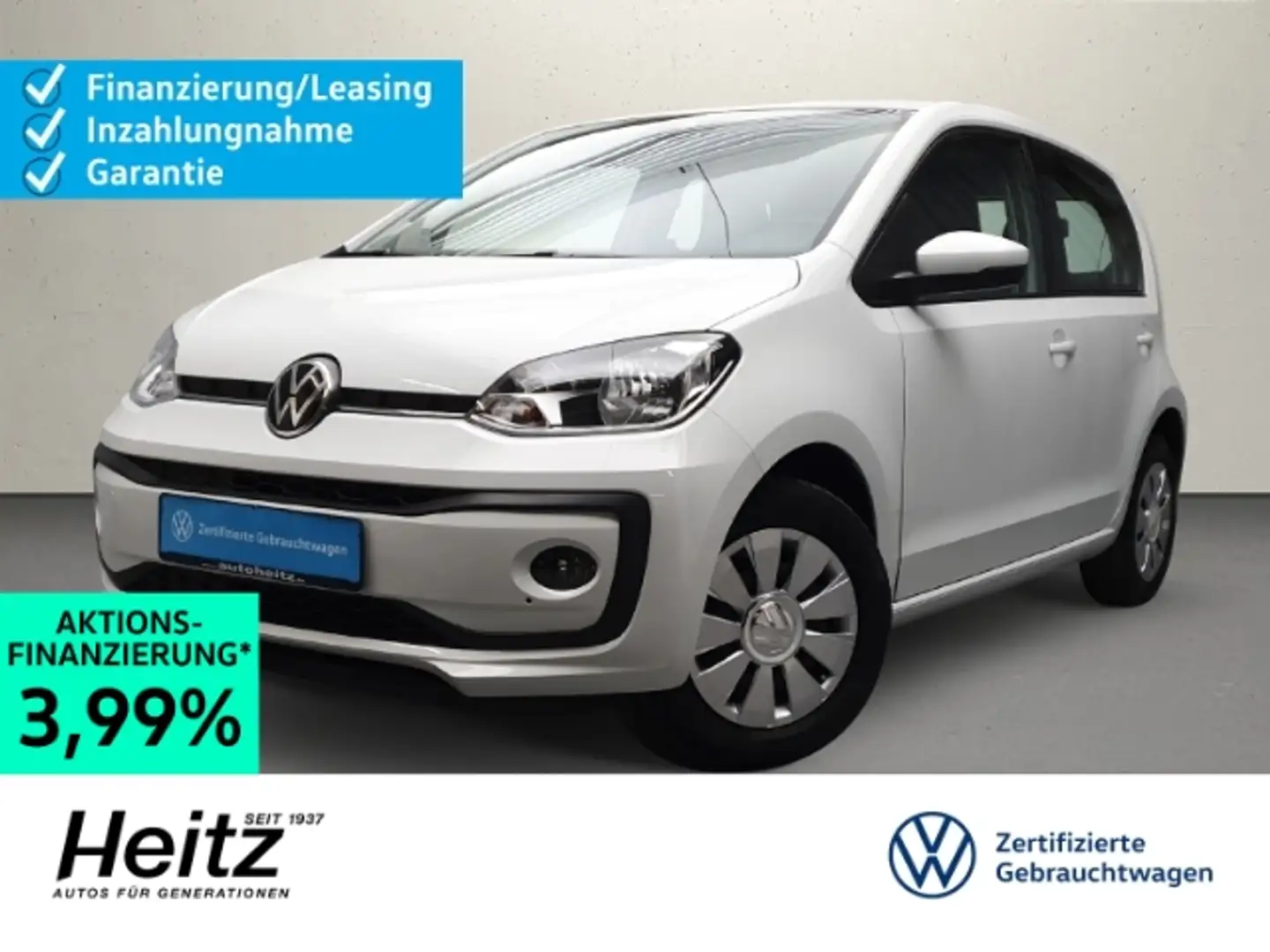 Volkswagen up! 1.0 5-Türer Klima SHZ PDC Rückfahrkam Tempom Weiß - 1