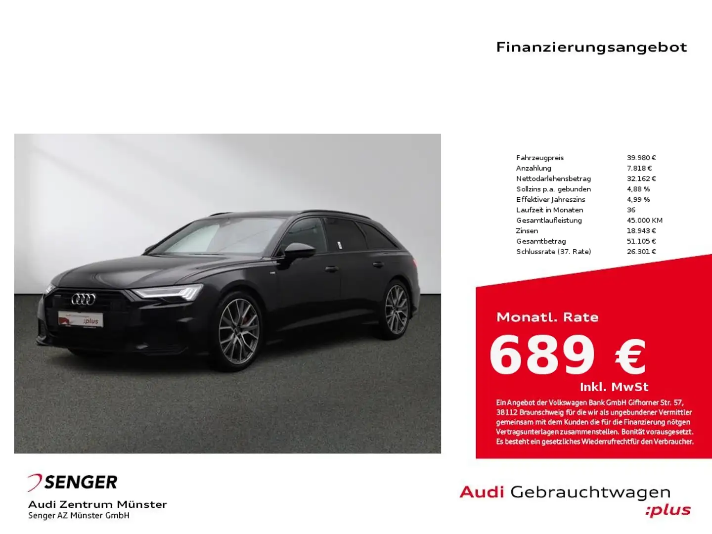 Audi A6 Avant 55 TFSI e Sport quattro S tronic Matrix Zwart - 1