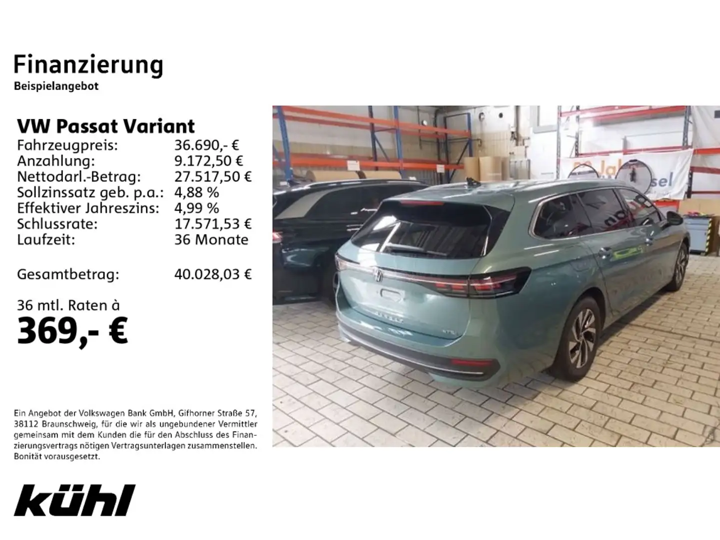 Volkswagen Passat Variant 1.5 eTSI DSG Business IQ.Light/AC Grün - 2