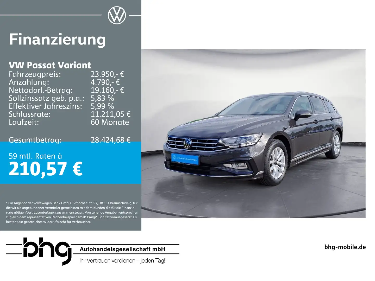 Volkswagen Passat Variant 2.0 TDI Business Premium AHK Navi Grigio - 1