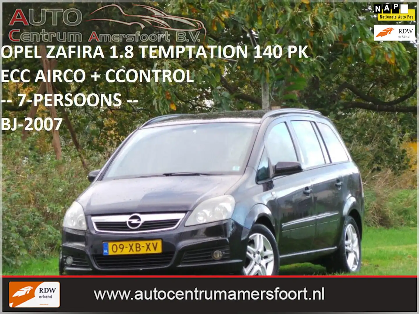 Opel Zafira 1.8 Temptation ( 7-PERSOONS + INRUIL MOGELIJK ) Zwart - 1