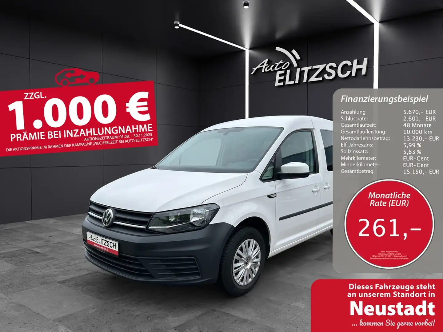 Volkswagen Caddy Kombi TSI Klima USB Bluetooth KLIMA PDK GRA Weiß - 1