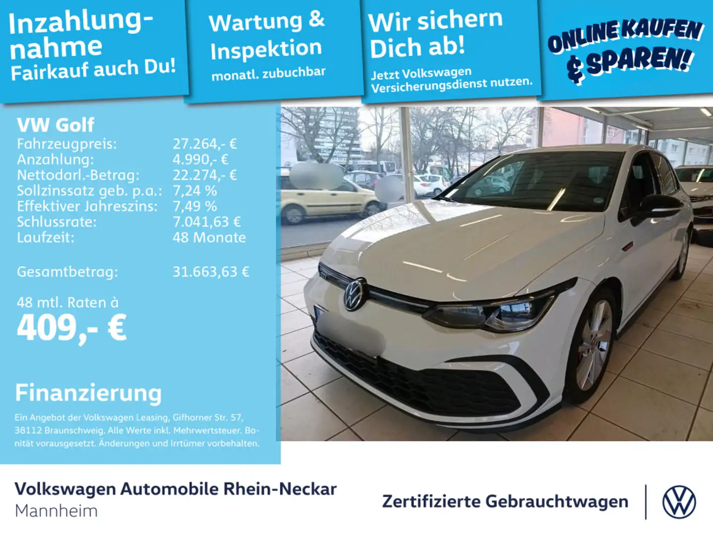 Volkswagen Golf GTI Golf VIII 2.0 TSI GTI DSG Navi Kamera LED uvm. Weiß - 1