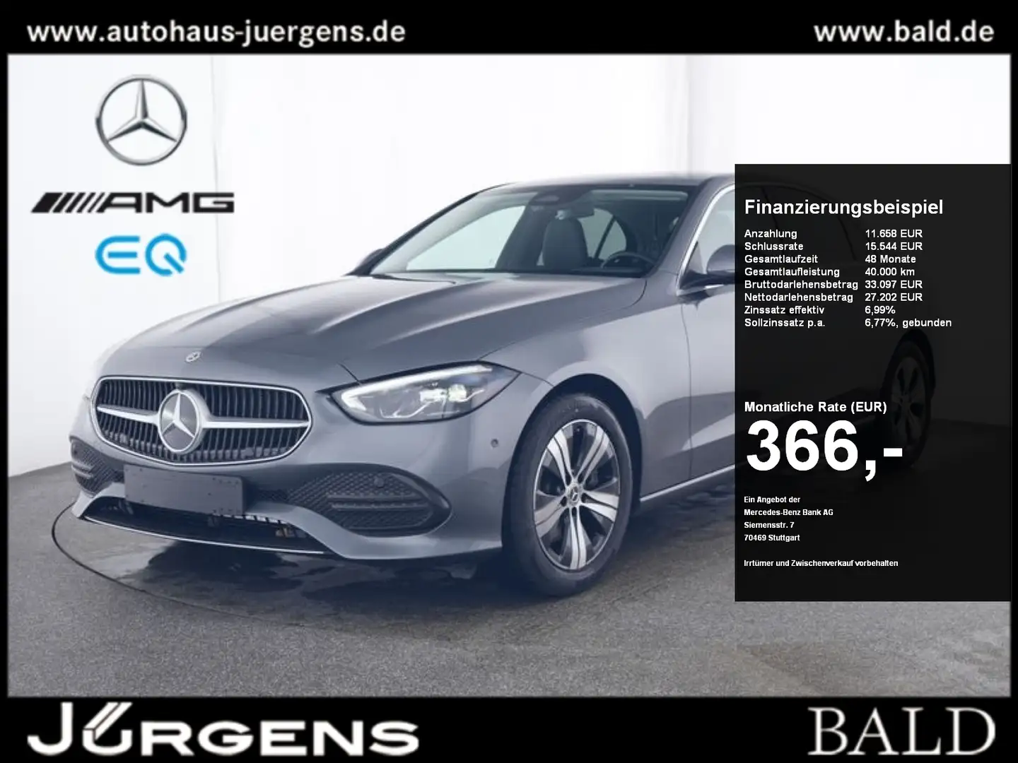 Mercedes-Benz C 220 d Avantgarde/LED/360/AHK/SHZ/Ambiente/17' Grey - 1