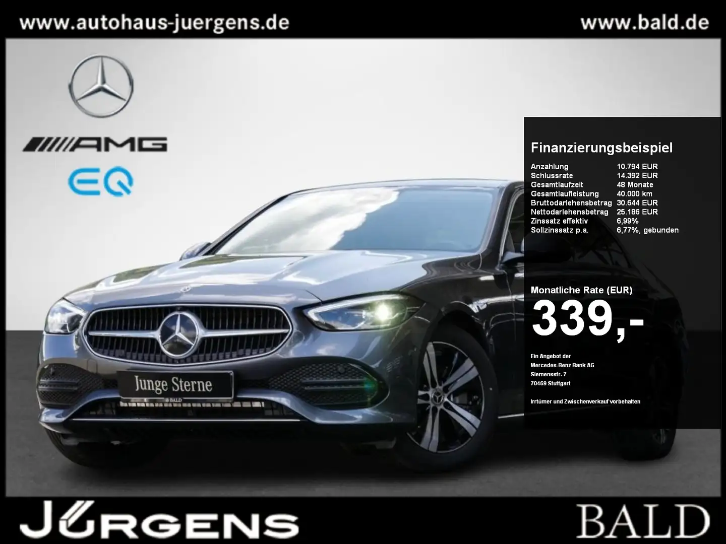 Mercedes-Benz C 220 d Avantgarde/LED/360/AHK/SHZ/Ambiente/17' Grau - 1