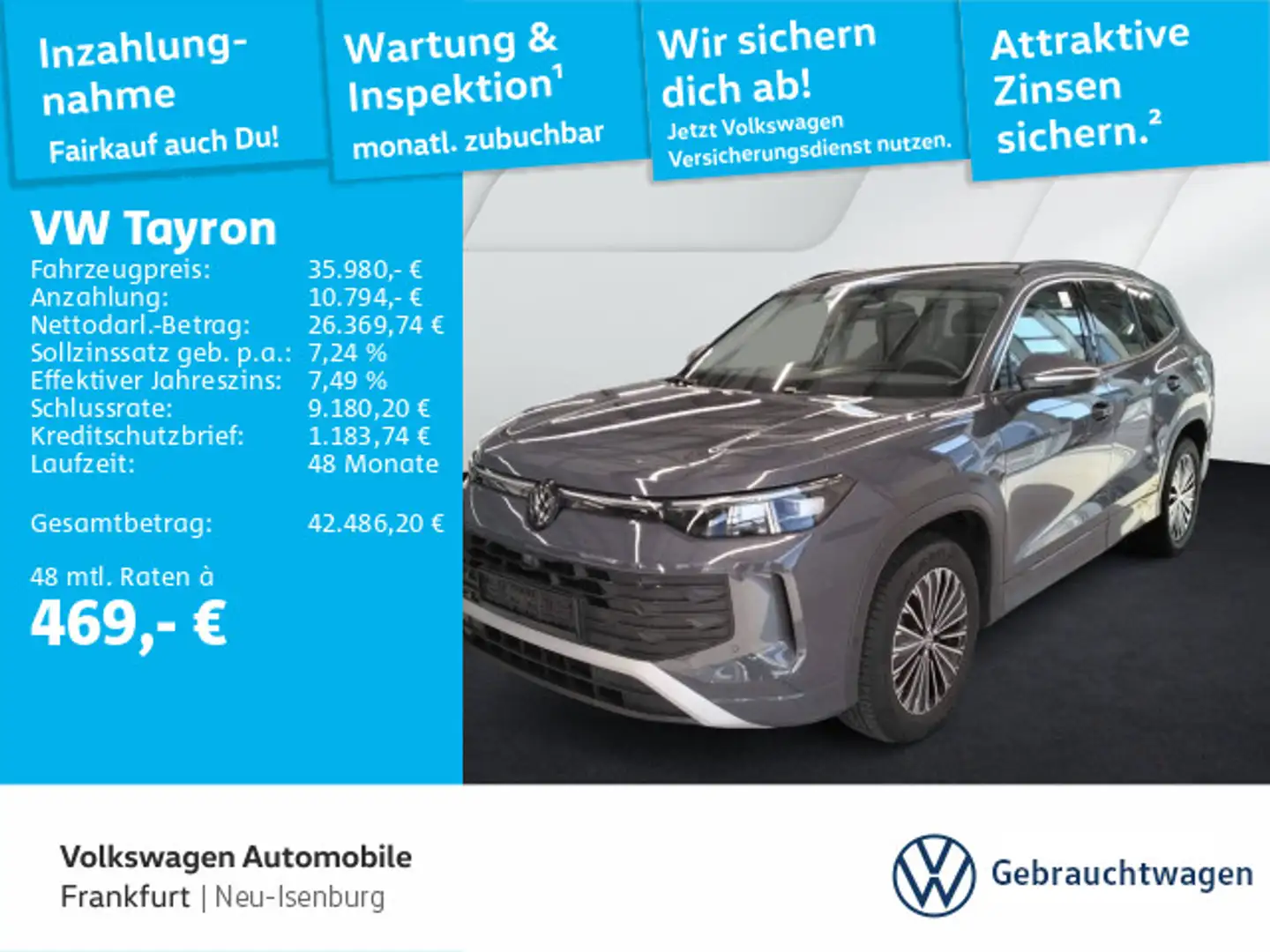 Volkswagen Tayron 1.5 eTSI DSG Life Navi AHK IQ.LIGHT - HD- Grau - 1