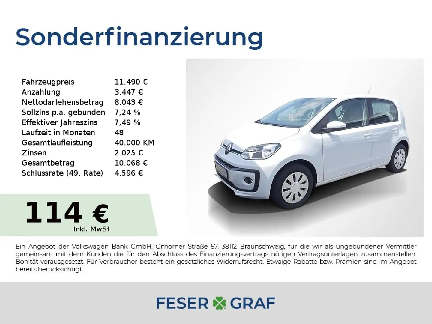 Volkswagen up! move up! 1.0 48KW 4-Türig Kamera Sitzheizung Blanc - 1
