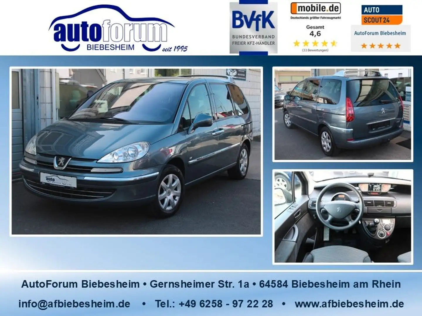 Peugeot 807 2.0 HDi Allure Navigation*Xenon*AHK*1. Hand Gris - 1