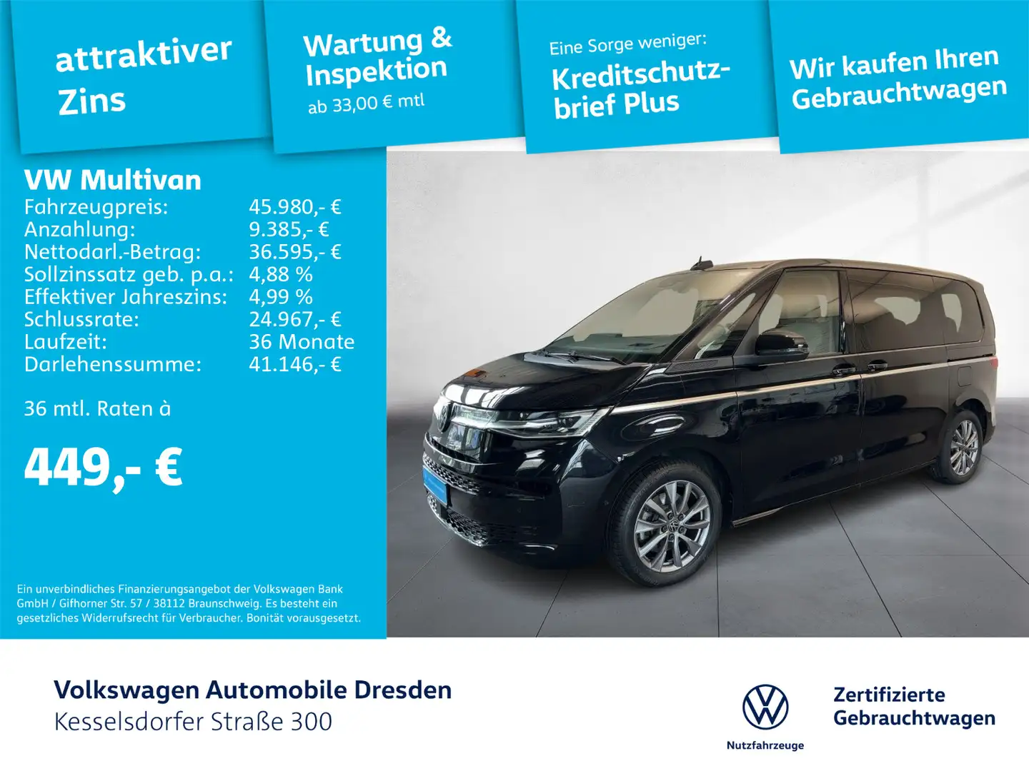 Volkswagen T7 Multivan T7 Multivan 2.0 TSI DSG Style ACC DAB LED Navi Schwarz - 1