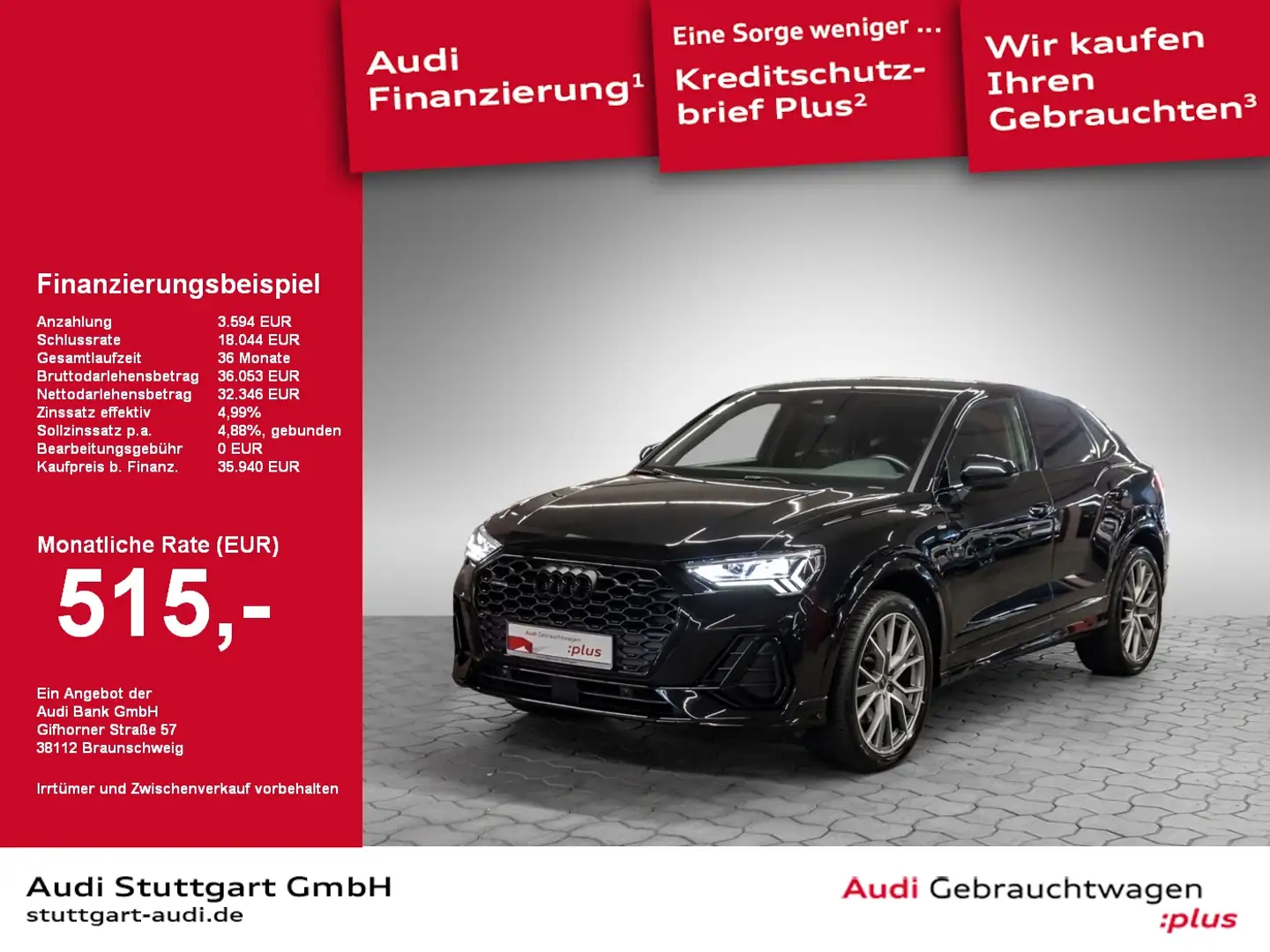 Audi Q3 Sportback 45 TFSI qu S line AHK Matrix B&O 20' Schwarz - 1
