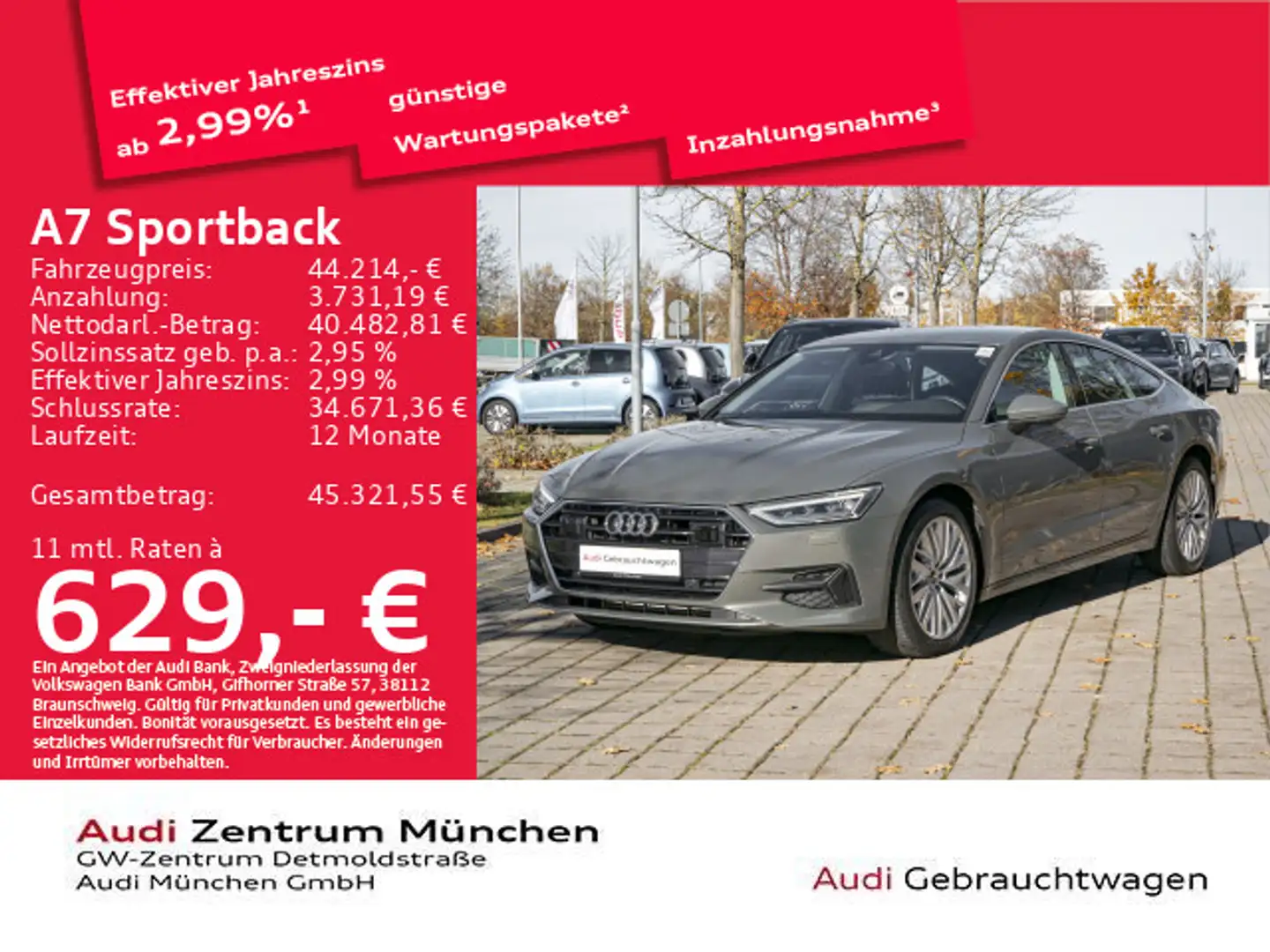 Audi A7 45 TFSI S tronic ACC/Navi/LED/Leder Grau - 1