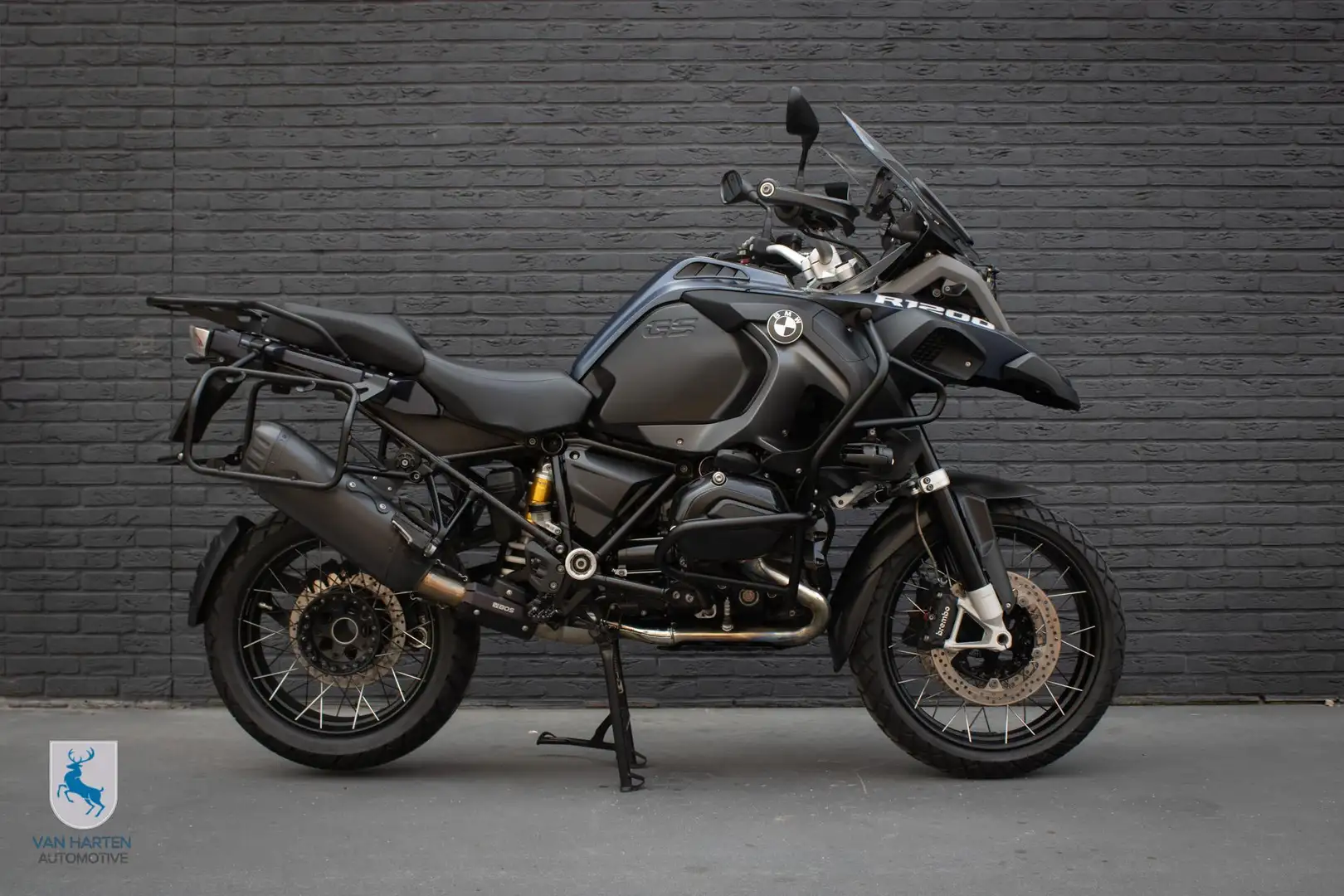 BMW R 1200 GS Adventure Racing Blue Matt / BOS uitlaat / Zwarte beugels Blauw - 1