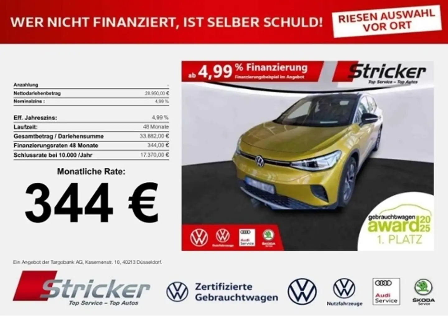 Volkswagen ID.4 1st Max 150/77 344,-ohne Anzahlung AHK Pano Wärme Gelb - 1