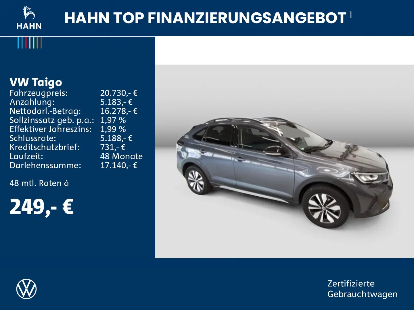 Volkswagen Taigo 1.0TSI Goal ACC App-Conn Cam LED Navi-Vorb Grau - 2