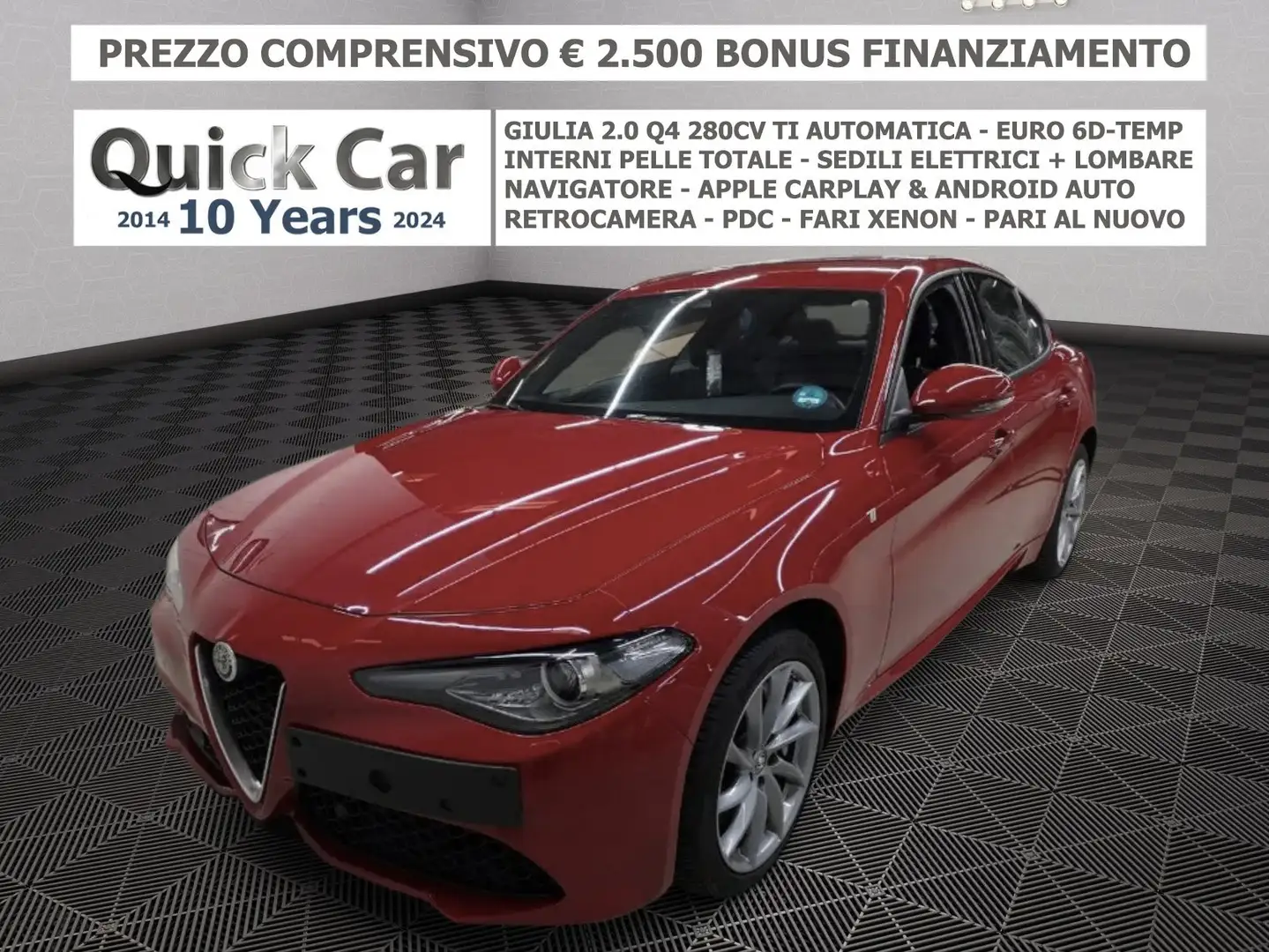 Alfa Romeo Giulia 2.0 t TI Q4 280CV PELLE,NAVI,RETROCAMERA,CARPLAY Czerwony - 1