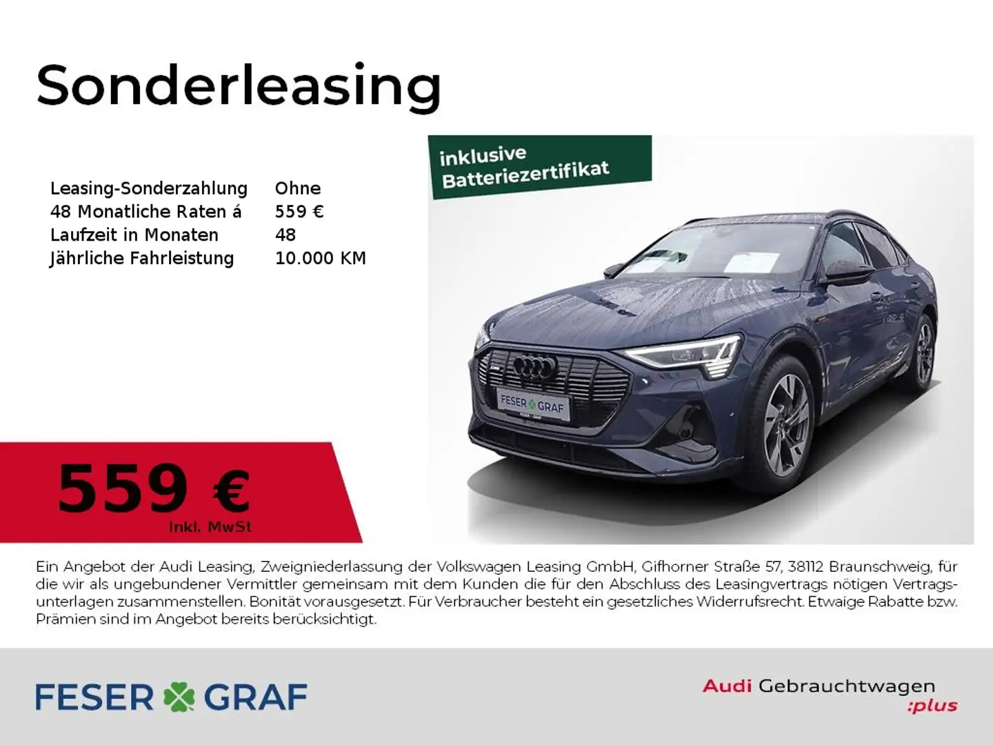 Audi e-tron Sportback 55 qu 2x S line B&O Matrix Pano Blau - 1